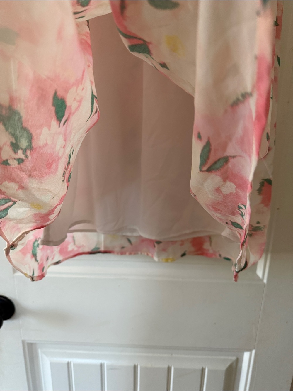 Pink Floral Midi Skirt with Elastic Waist - Picture 3 of 7